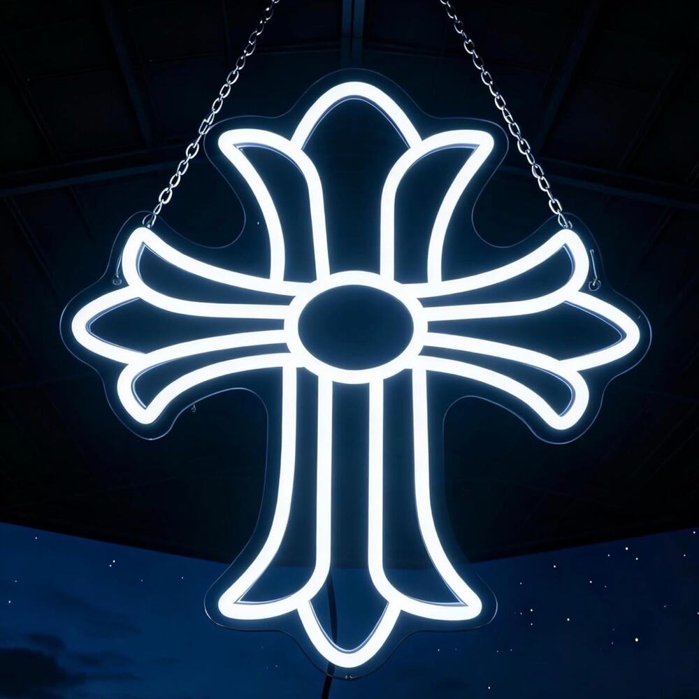 Chrome Heart Neon Sign Night Light Room Wall Decor